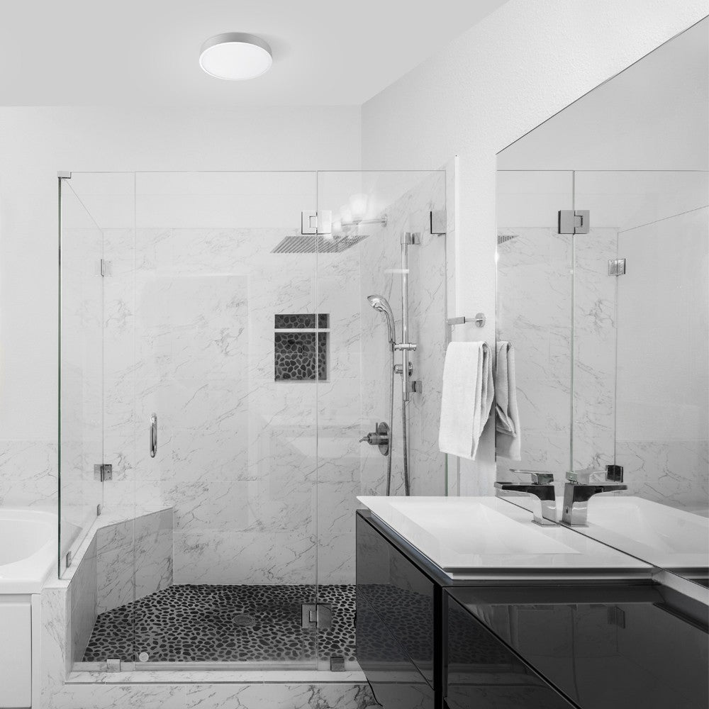 Plafón Kaju fabricado en Aluminio color Cromo