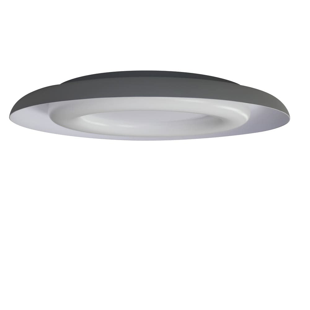 Plafón Jara fabricado en aluminio blanco y gris con difusor de policarbonato