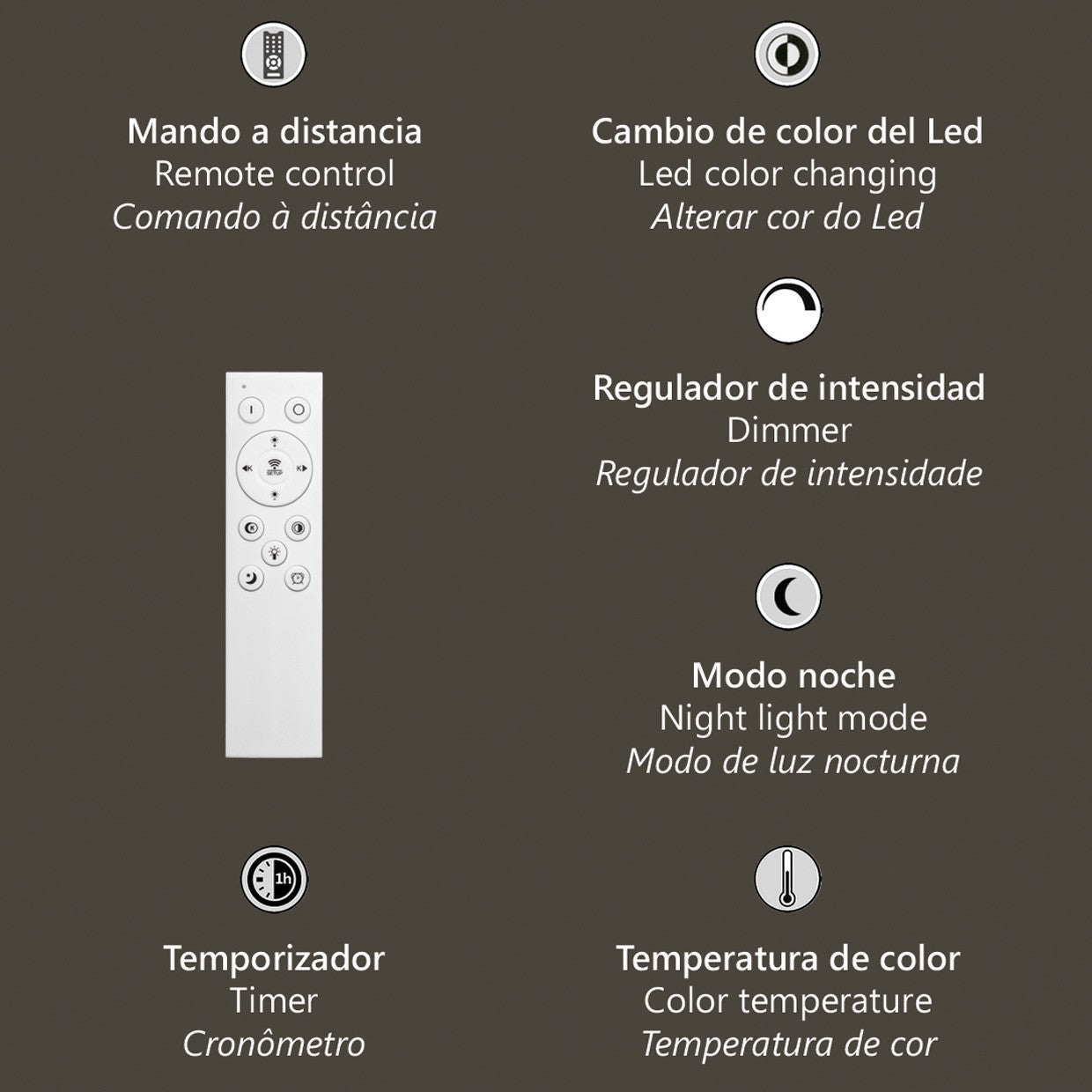 Plafón LED Niro AJP/Alemar (Ref. 11663): Dimensiones del plafón LED de 67W con temperatura de color regulable (3000-6000K) para una iluminación eficiente y versátil.  Luzguru.com
