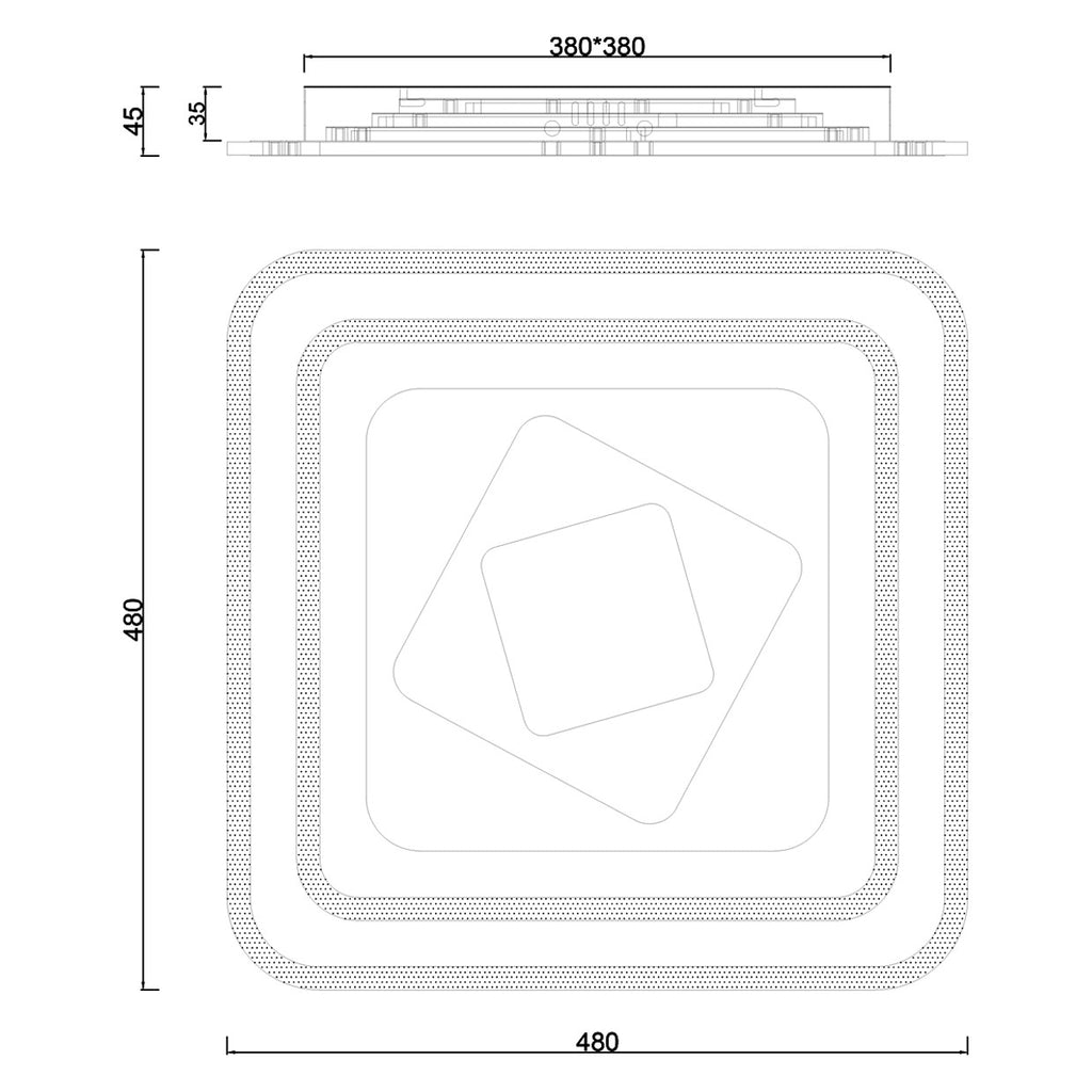 Descubre las dimensiones del Plafón LED Rado 97W de AJP/Alemar (Ref. 11504) de LuzGuru. Ilumina tu espacio con estilo.
