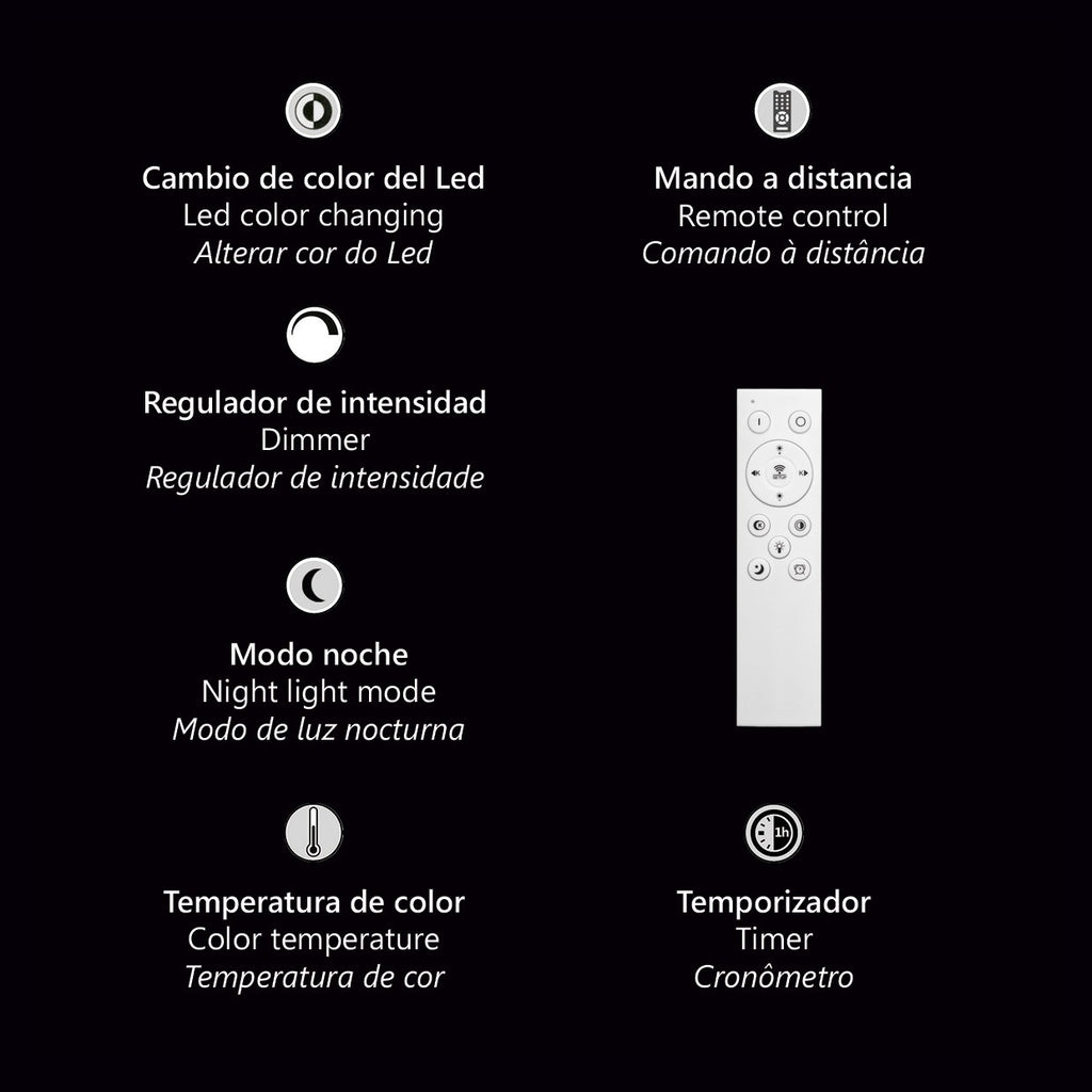 Medidas Plafón LED Tana 11665 AJP/Alemar - Blanco-Madera, luzguru.com
