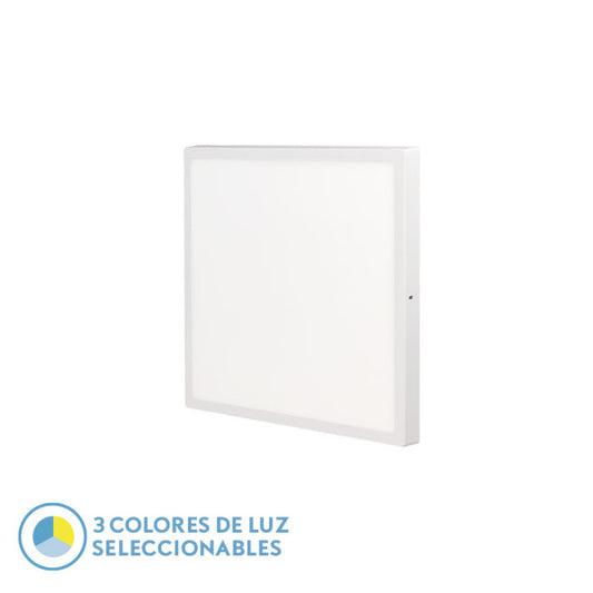 Panel LED Llano 48W blanco 50x50cm, vista frontal. Fabrilamp en luzguru.com