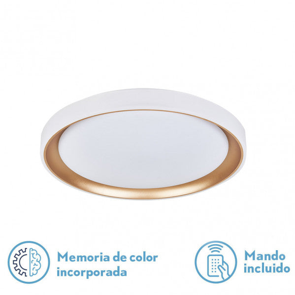 Plafón Luanda 48W LED Oro y Blanco, vista frontal