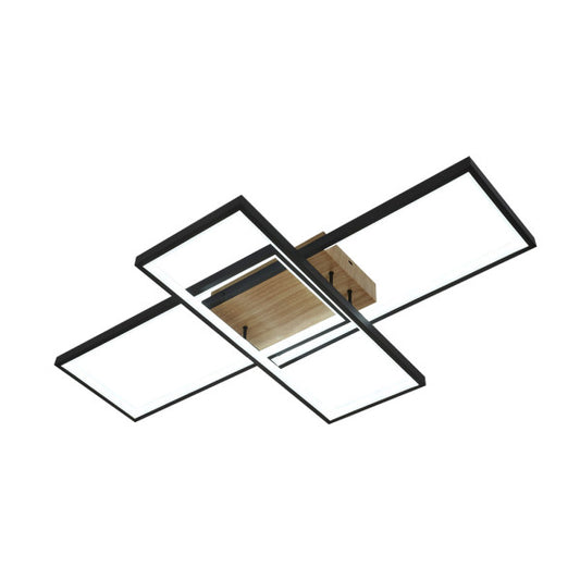 Plafón LED Madaleta 134W Negro y Madera con Mando Fabrilamp - vista principal | Fabrilamp / Abrila