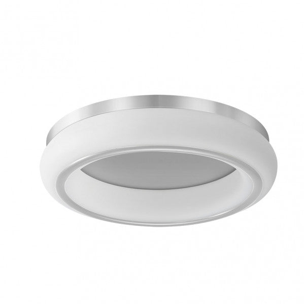 Plafón Paris 48W LED Blanco/Plata, diseño moderno y elegante, con mando a distancia y regulación de intensidad. luzguru.com