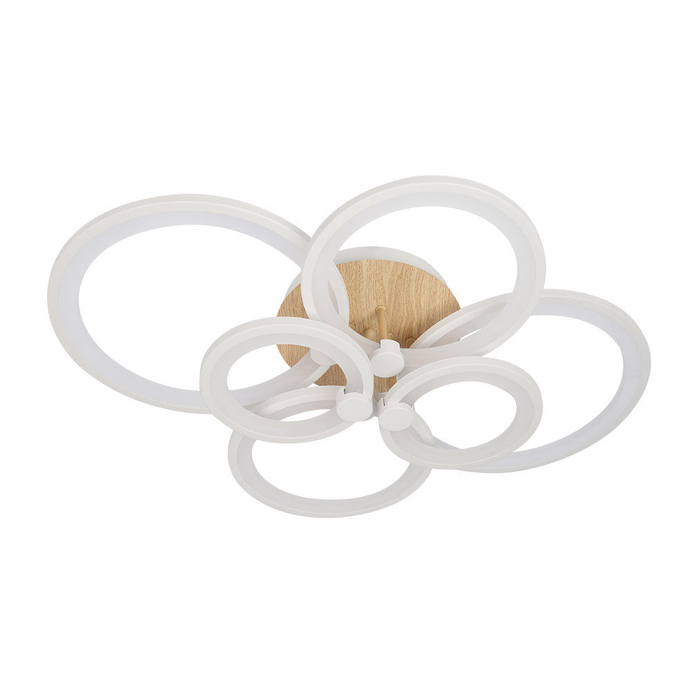 Plafón LED Sydney Fabrilamp / Abrila Diseño Blanco y Madera Clara