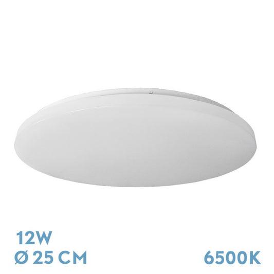 Plafón Tadeo 12W 6500K Blanco, diseño moderno y elegante de Fabrilamp para iluminación LED de alta calidad.