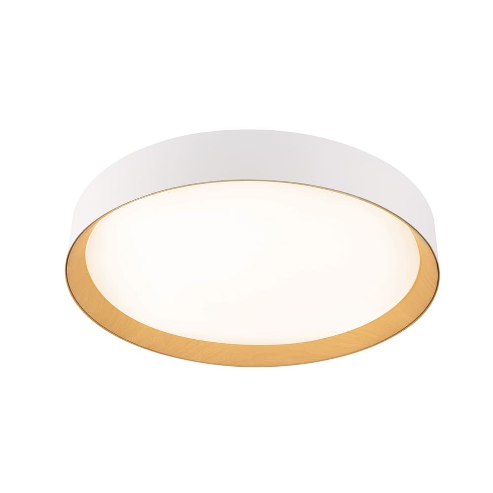 Plafón LED nórdico CristalRecord Lea circular blanco y madera, ref. 27-202-72-100