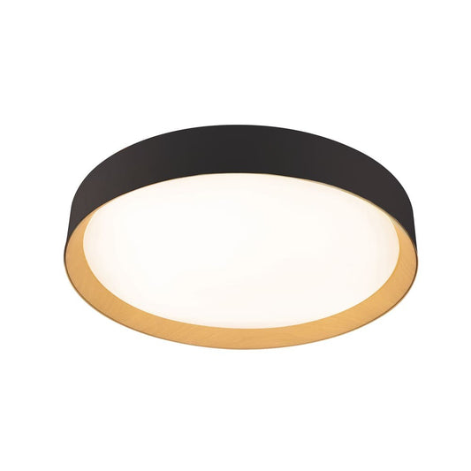 Plafón LED Lea Circular CristalRecord Negro y Madera 27-202-72-180