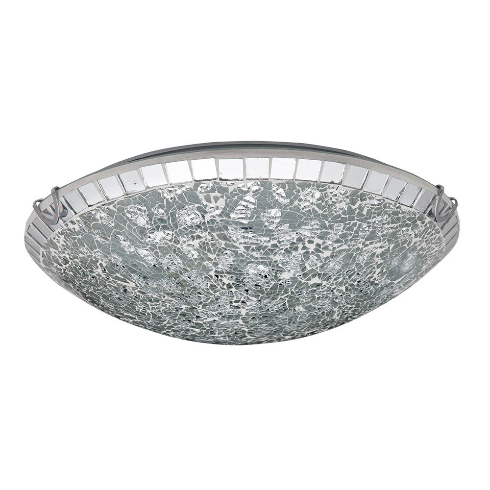 Plafón Tenor fabricado en metal y cristal color cromo
