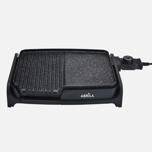 Plancha de Asar y Grill Eléctrico Takao 1600 W Negro Fabrilamp - Vista frontal principal en fondo blanco | LuzGurú