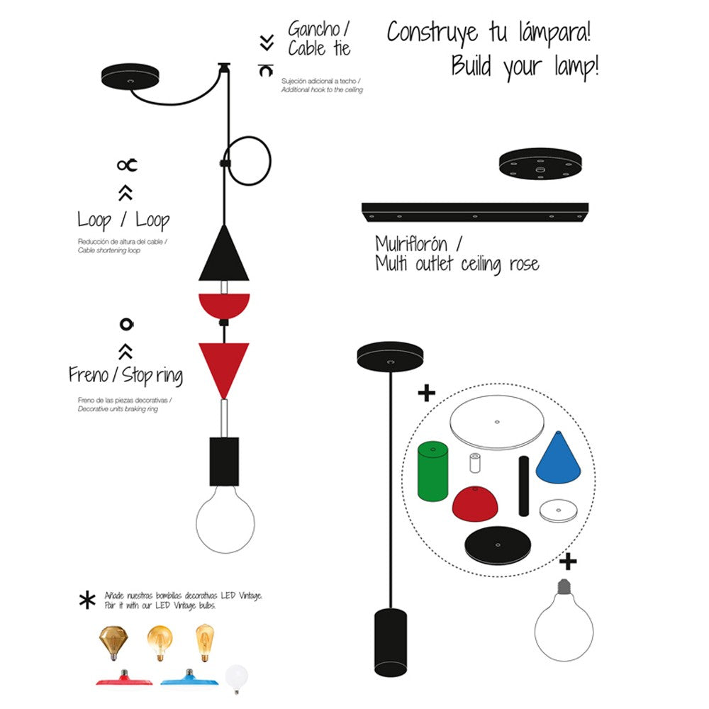 Lámpara colgante minimalista negra ideal para salón o comedor