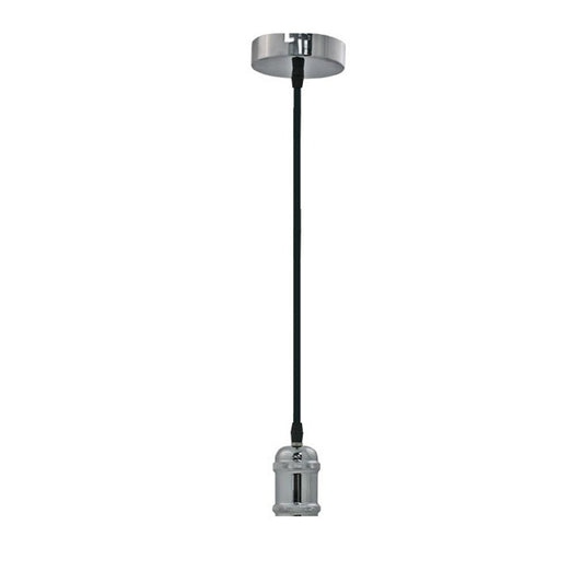 Portalámparas Colgante Cromo Cable Textil Negro CristalRecord - vista principal | CristalRecord