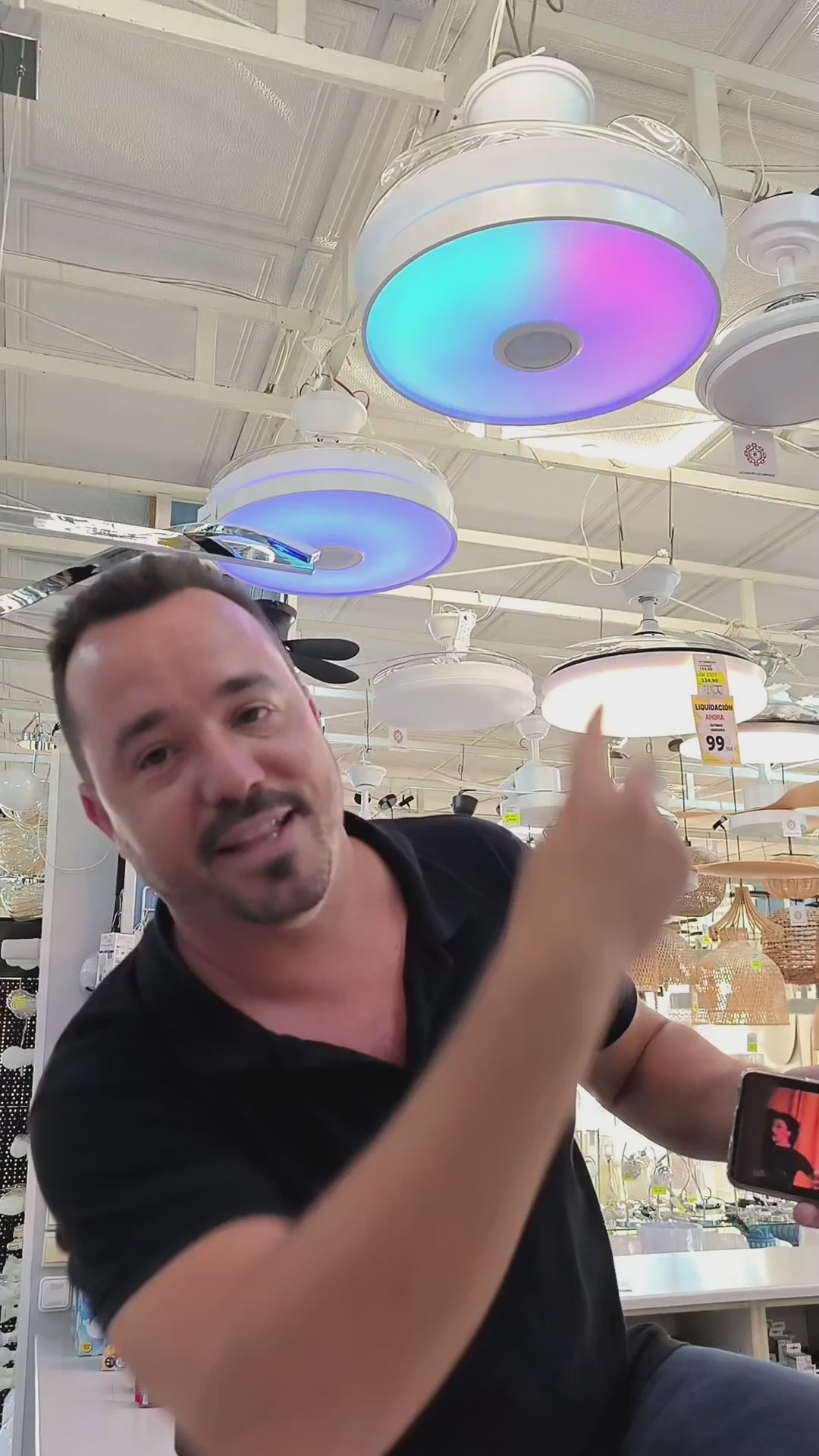 Althea-L Musical App Ceiling Fan, Ø108 cm, White, RGB, PB Lighting | PB60815