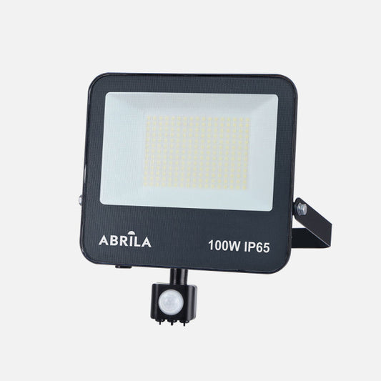 Proyector LED Boiro 100W Sensor Movimiento Negro Fabrilamp - Vista frontal principal en fondo blanco | LuzGurú