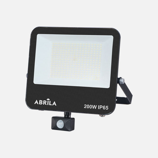 Proyector LED Boiro 200W 20000lm Sensor Movimiento Negro Fabrilamp - Vista frontal principal en fondo blanco | LuzGurú