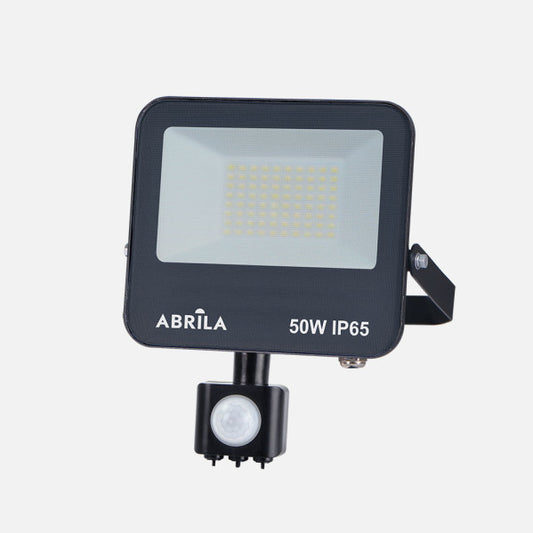 Proyector LED Boiro 50W Sensor Movimiento Negro Fabrilamp - Vista frontal principal en fondo blanco | LuzGurú