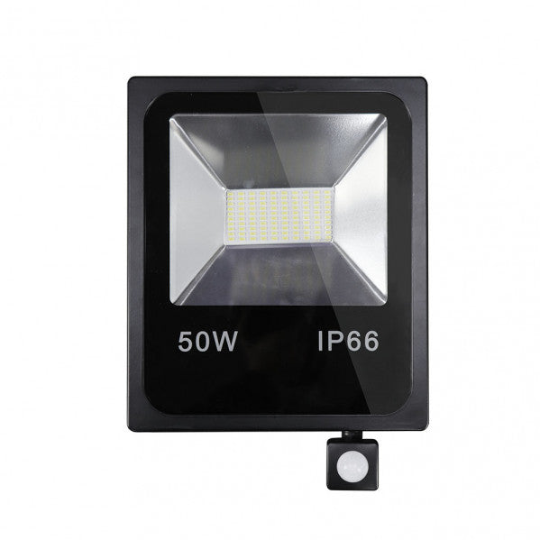 Proyector LED con sensor Olivino 50W 6500k negro IP66 de Fabrilamp, vista frontal