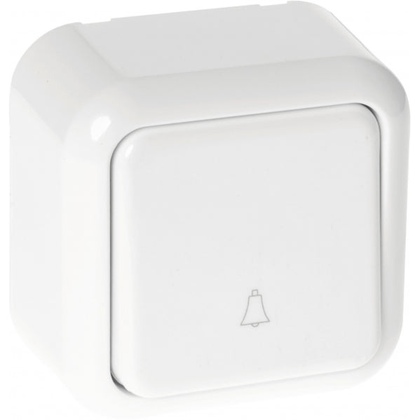 Pulsador de timbre Ancient Blanco 6x6x3 cm de Fabrilamp, vista frontal.