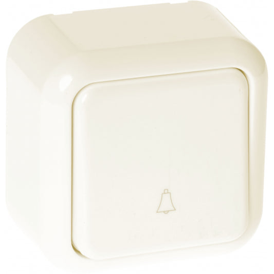 Pulsador de timbre Serie Ancient en color beige, 6x6x3 cm. Fabrilamp.