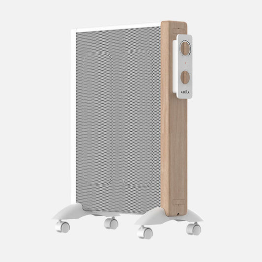 Radiador de Mica Badin 1500W Blanco/Madera 3 Elementos Fabrilamp - Vista frontal principal en fondo blanco | LuzGurú