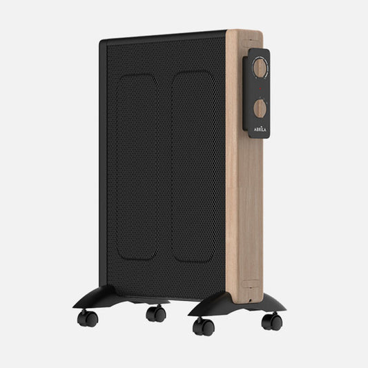 Radiador de Mica Badin 1500W Negro/Madera 3 Elementos con Termostato Fabrilamp - Vista frontal principal en fondo blanco | LuzGurú