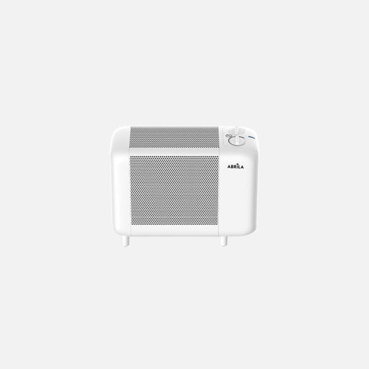 Radiador de Mica Pinsapo 600 W Blanco Portátil Fabrilamp instalada en ambiente decorativo de salón o dormitorio | Fabrilamp / Abrila