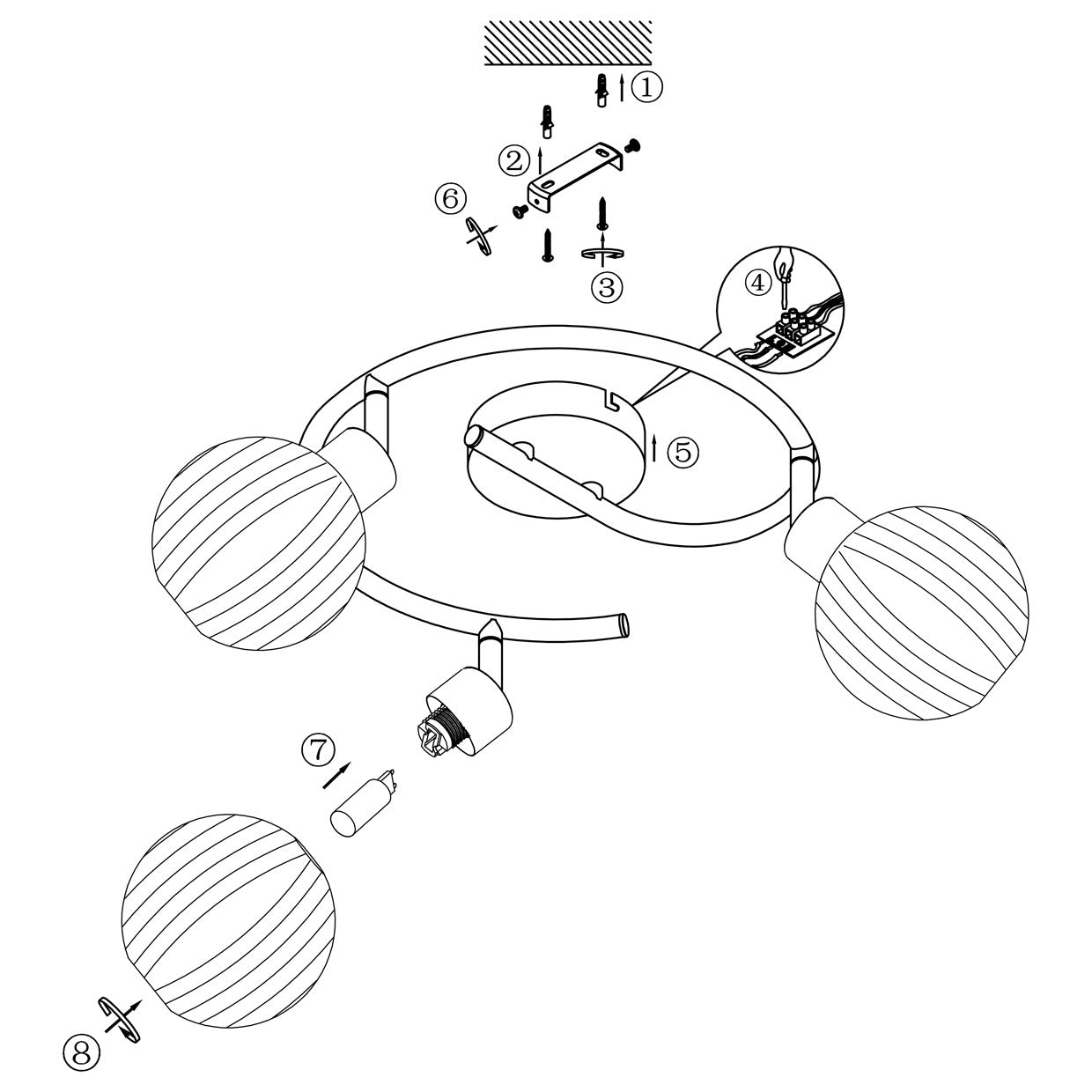 Medidas Foco Redondo 3 Luces Cromo AJP/Alemar ROLO (Ref. 10178) - luzguru.com

