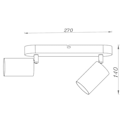 Medidas de la regleta de 2 luces AJP/Alemar ANDY (Ref. 11277) - LuzGuru.com
