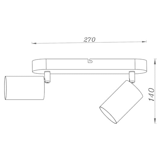 Medidas de la regleta de 2 luces AJP/Alemar ANDY (Ref. 11277) - LuzGuru.com
