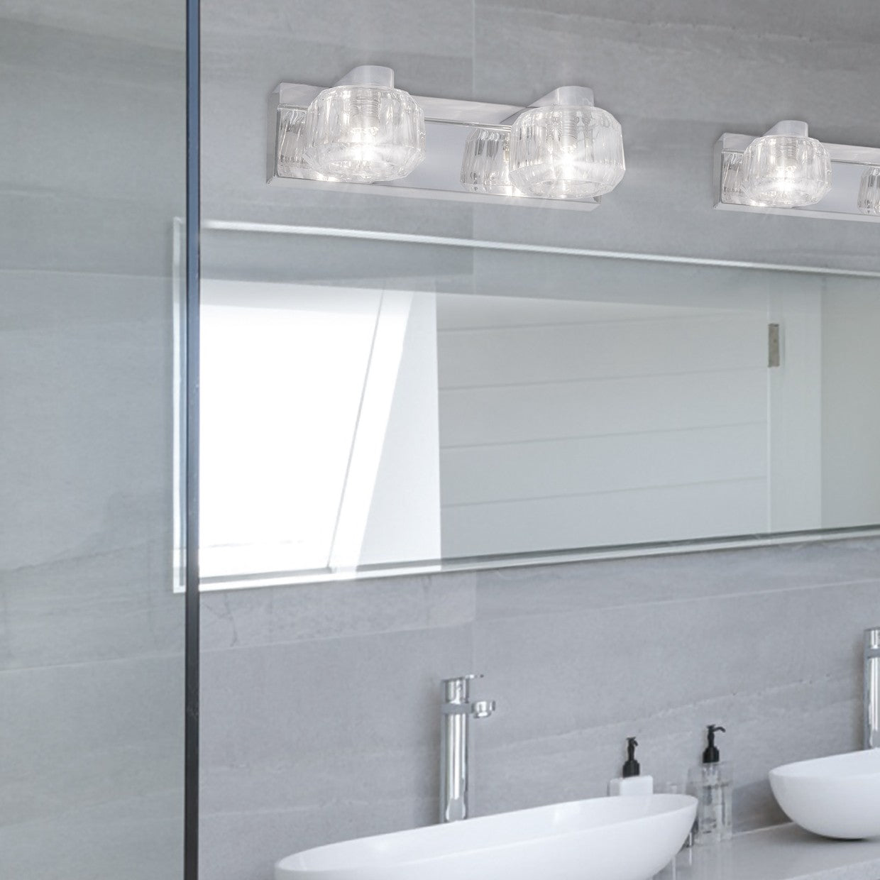 Regleta ARTAX cromada AJP/Alemar (Ref. 10496) - Medidas: [inserta medidas aquí] - 2x40W G9 - luzguru.com
