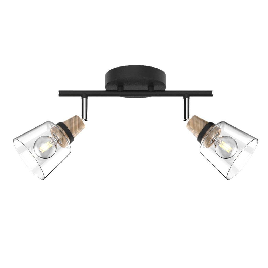 AJP / Alemar 11042 - Regleta Indigo Negra-Madera 2x40W E14 - luzguru.com