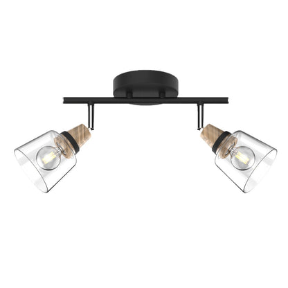 AJP / Alemar 11042 - Regleta Indigo Negra-Madera 2x40W E14 - luzguru.com