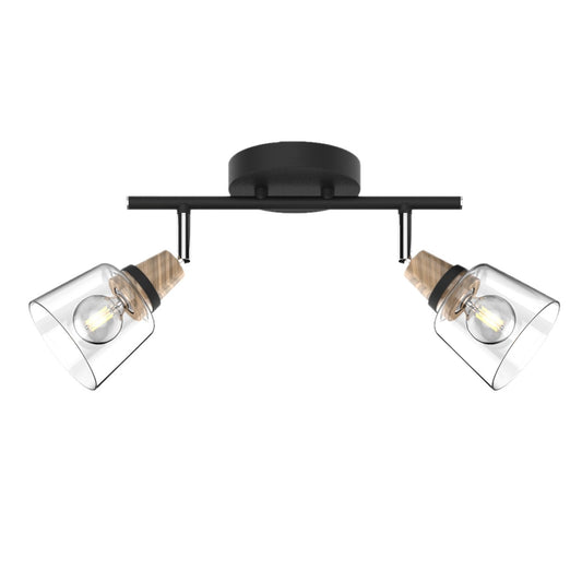 AJP / Alemar 11042 - Regleta Indigo Negra-Madera 2x40W E14 - luzguru.com