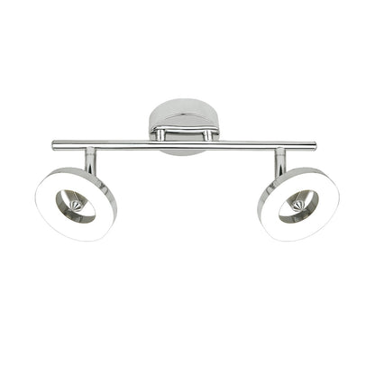 Regleta LED Natal AJP/Alemar (Ref. 10505): Dimensiones de la elegante regleta cromada de 2 luces de 5W, 800 lúmenes y 3000K para una iluminación cálida y eficiente.  Descubre la calidad AJP/Alemar.
