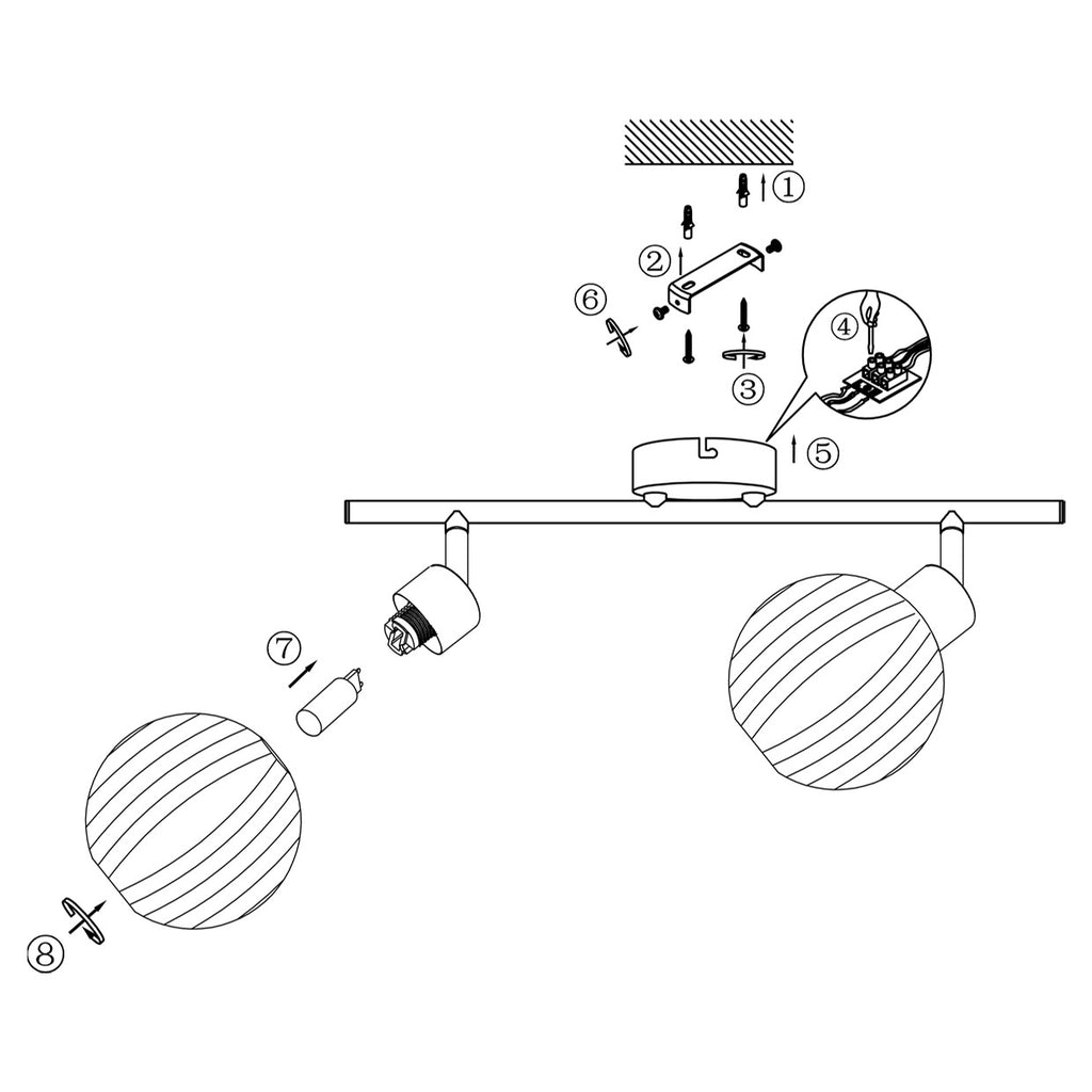 Regleta AJP/Alemar ROLO 2 luces cromo (Ref. 10176): medidas.  Elegancia y estilo para tu hogar.  Compra ahora en luzguru.com
