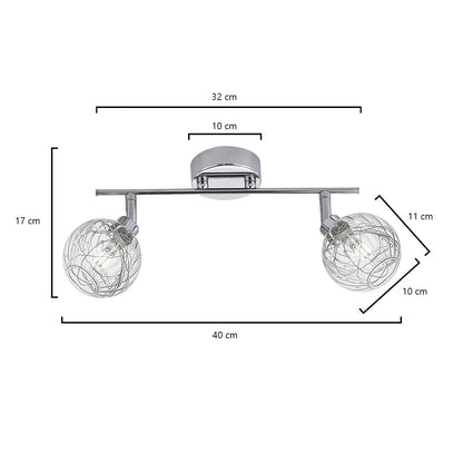 Medidas Regleta 2 Luces ROLO Cromo AJP/Alemar Ref. 10176 - luzguru.com
