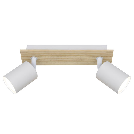 Regleta de Focos Smit 2 Luces Blanco y Madera GU-10 AJP - vista principal | AJP / Alemar