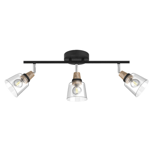Lámpara Regleta de Pared Indigo 3 Luces Negro y Madera Alemar - vista principal | AJP / Alemar