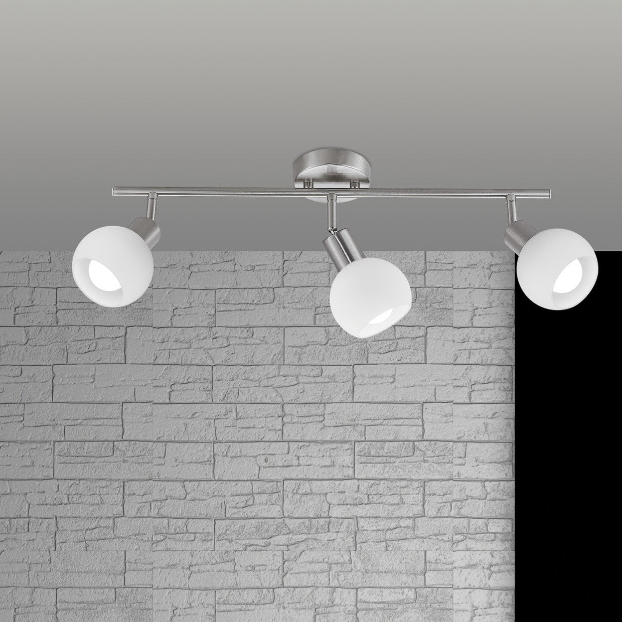 Regleta 3 luces Opal Níquel AJP/Alemar Ref. 10443 - Medidas detalladas.  Luzguru.com
