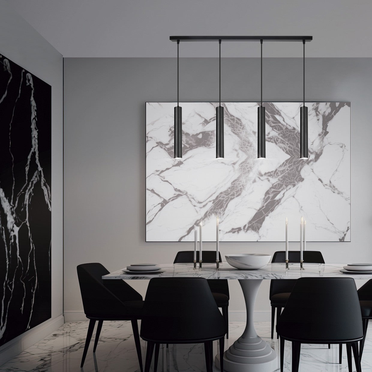 Medidas Regleta Antia 4 Luces Negra AJP/Alemar Ref. 11751 - LuzGuru
