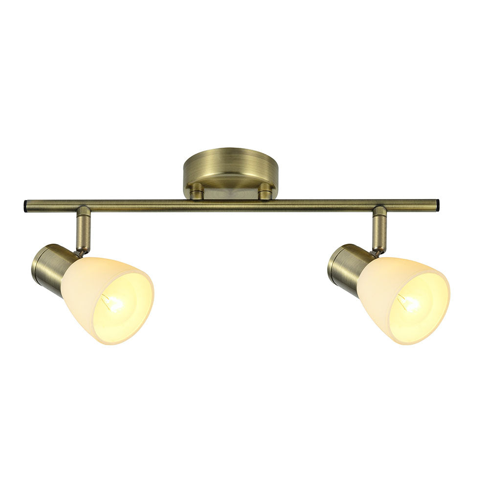 Regleta Cholo fabricada en Metal color Cuero con tulipas de cristal beige