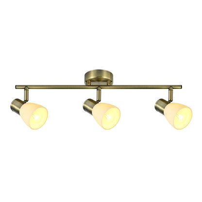 Regleta Cholo fabricada en Metal color Cuero con tulipas de Cristal Beige