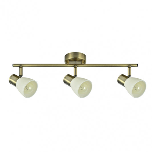 Regleta de 3 Focos Cholo Color Cuero Tulipas de Cristal Fabrilamp - vista principal | Fabrilamp / Abrila