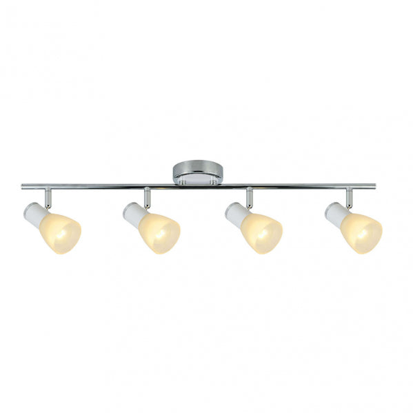 Regleta Cholo 4xE14 Blanco/Cromo - Detalle de las tulipas de cristal, Fabrilamp, luzguru.com