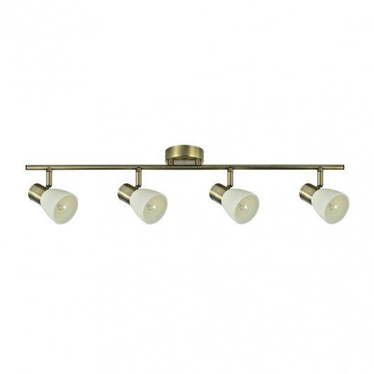 Regleta de 4 Focos Cholo Color Cuero con Tulipas de Cristal Fabrilamp - vista principal | Fabrilamp / Abrila