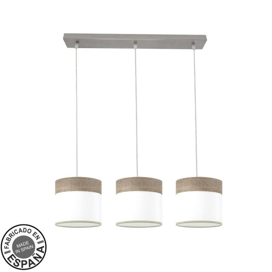 Regleta de Techo Cloe 3 Luces E27 Níquel y Madera Gris Fabrilamp - vista principal | Fabrilamp / Abrila