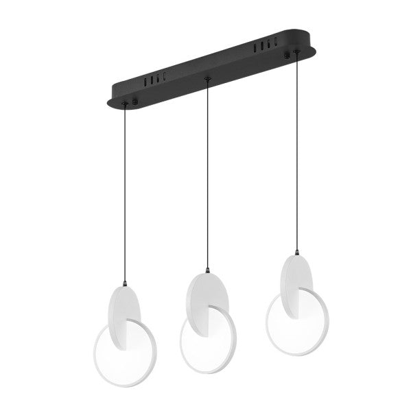 Regleta colgante Carlota 3L negro/blanco de Fabrilamp, iluminación moderna y elegante para tu hogar.