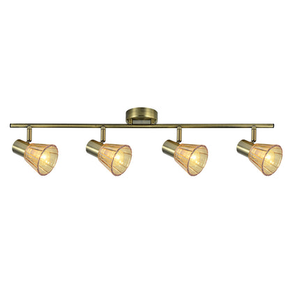 Regleta Cooper fabricada en Metal color Cuero con tulipas Ámbar