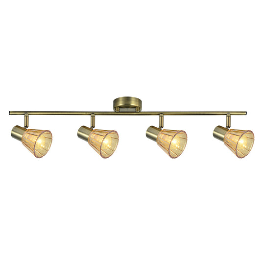 Regleta Cooper fabricada en Metal color Cuero con tulipas Ámbar